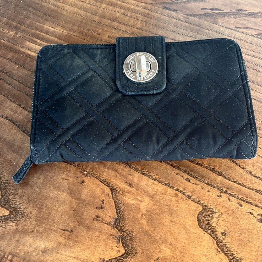 Vera Bradly Black Quilted Turn Lock Wallet